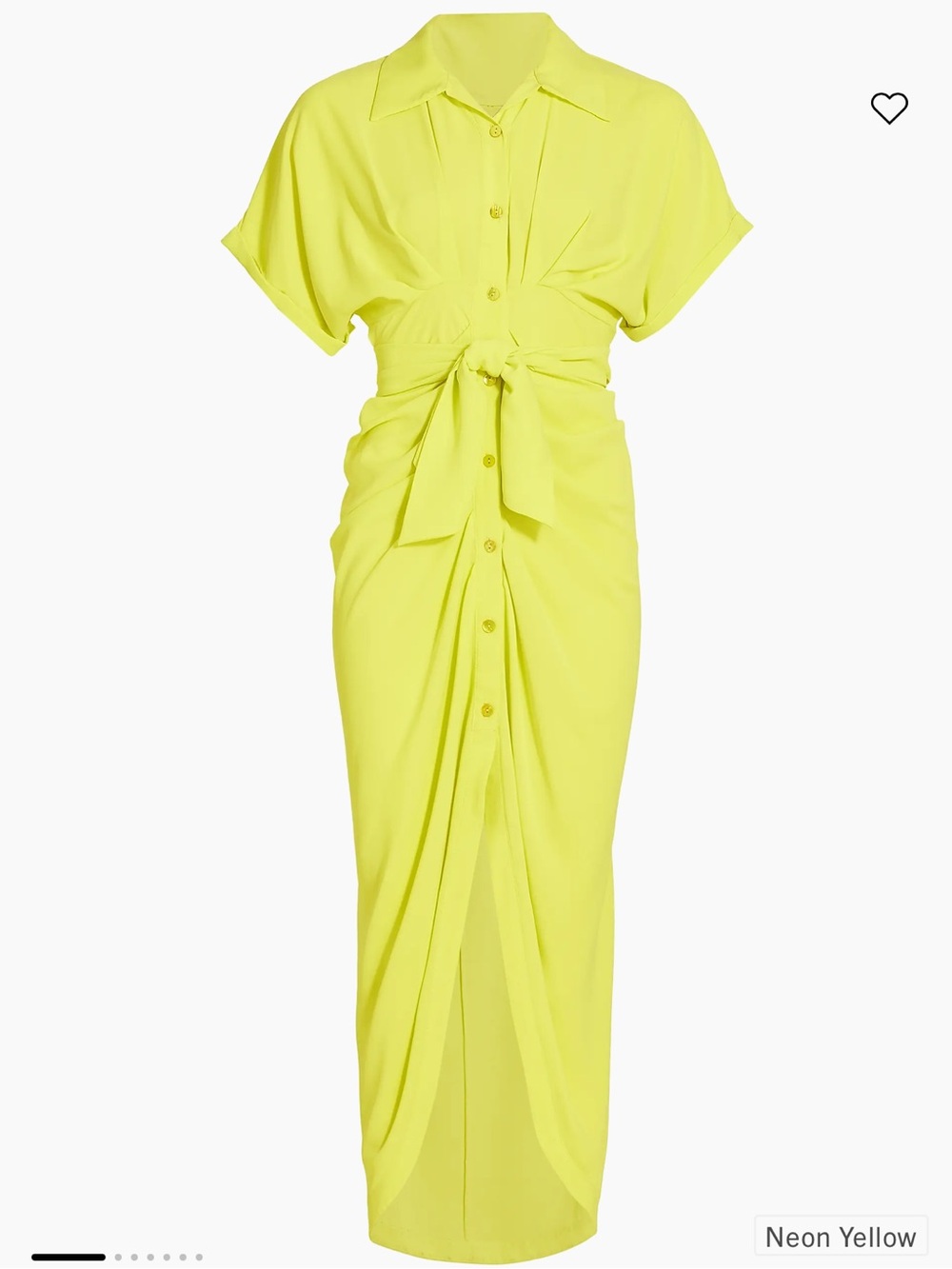 Le Superbe Miko Neon Yellow Tie-Waist Maxi Shirt Dress 12